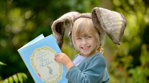 6 year-old Charlotte Brady from Invergowrie takes inspiration from Scotland’s Storybook Trail to learn more about Peter Rabbit at the Beatrix Potter Exhibition & Garden at Birnam Arts, Perthshire.