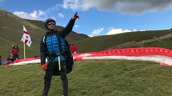Adventure guide and paraglider, Alex. Adventure guide and paraglider, Alex.