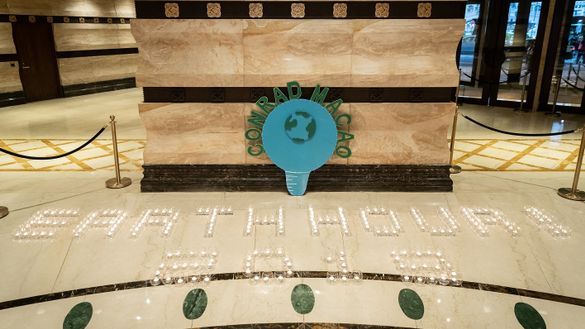 Conrad Macao celebrated Earth Hour 2019 with 216 candles illuminating its hotel lobby. Conrad Macao celebrated Earth Hour 2019 with 216 candles illuminating its hotel lobby.