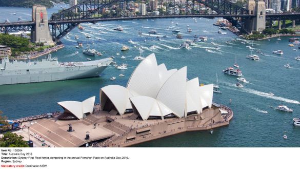 Sydney First Fleet ferries competing in the annual Ferrython Race on Australia Day 2016