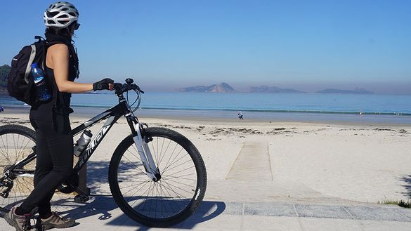 Pilgrim cycling the Portuguese Coastal Camino