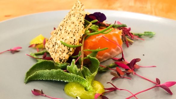 Line caught gin cured trout