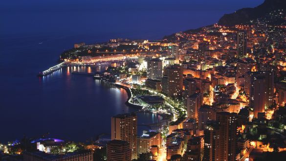 Monaco night aerial