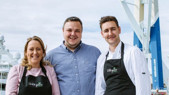 Jessica, Russell and James from Wild Gastro in front of Emirates Spinnaker Tower