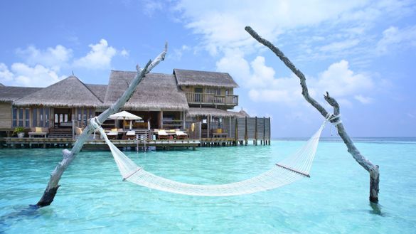 An overwater villa at Gili Lankanfushi in the Maldives.