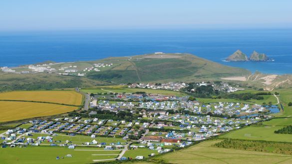 Aerial Shot of Trevornick Holiday Park at Holywell Bay Cornwall