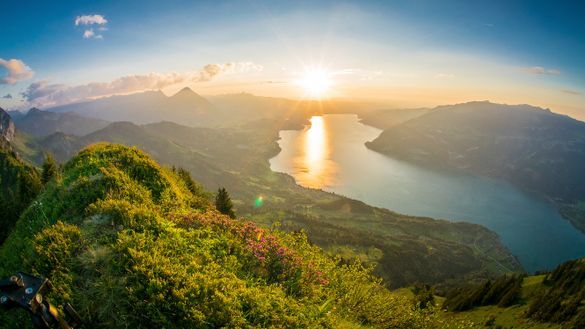 Sunset over lake Thun