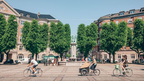 Cyclists in Sct Thomas Plads in Copenhagen