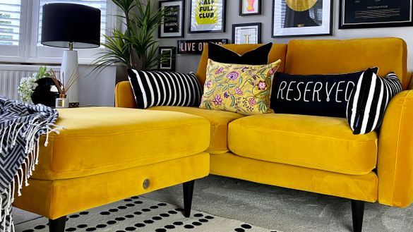 Snug The Rebel 2 Seater and footstool In Turmeric 