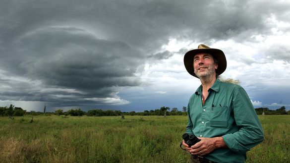 Simon Barnes standing in the Luangwa Valley in Zambia. Photograph: David Bebber.