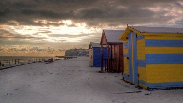 Kingsdown Beach Huts in snow Kingsdown Beach Huts in snow