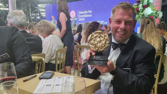 Managing Director of Seaham Hall Hotel, Ross Grieve with their Gold for Small Hotel of the Year