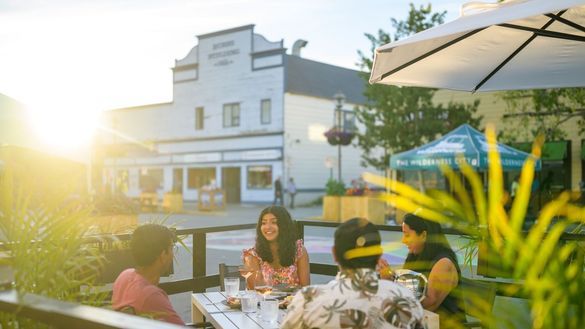 Main Street patio outside Belly of the Bison restaurant, Whitehorse Main Street patio outside Belly of the Bison restaurant, Whitehorse