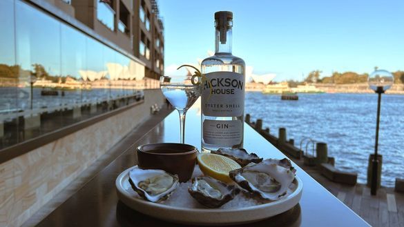 Hickson House Oyster Gin Martini and Sydney Rock oysters, served with views of the Opera House and Sydney Harbour.