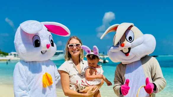 Families love Easter Holidays at Kandooma Maldives complete with a visitor from the Easter Bunny