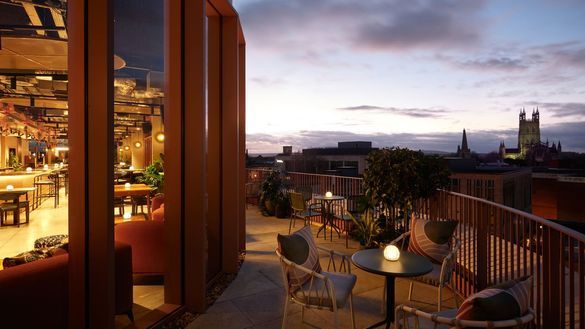 Crimson Spire rooftop bar, Hotel Indigo Gloucester – The Forum 