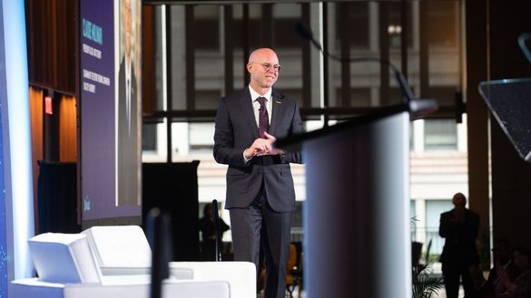 Claude Molinari on stage during the 2026 Visit Detroit Partner & Marketing Outlook Meeting